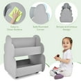 thumbnail image 4 of OLAKIDS Kids Bookshelf with Wheels, Wooden Bookcase Toy Storage Cabinet Organizer Holder, Toddler Display Stand Book Rack for Bedroom Playroom Nursery Kindergarten, 4 of 9