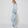 thumbnail image 6 of Fgvctg Womens Sweatsuits Set Fleece Half Zip Sweatshirt Lounge Sets 2 Piece Sweatsuits Wide Leg Sweatpants Warm Jogger Fall Tracksuits with Pockets Light Blue S, 6 of 6