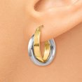 thumbnail image 3 of 14k Two Tone Gold Double Hoop Earrings Round, 3 of 8