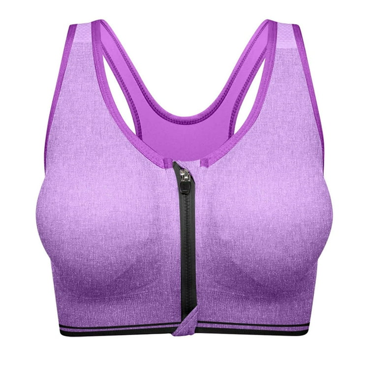 YWDJ Womens Sports Bras No Underwire Padded Front Closure Front Clip Zip  Snap Zip Up Wireless Yoga Bras High Impact Sports Front Hook Front Close