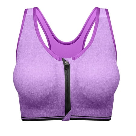 

YWDJ Sports Bras for Women High Support Large Bust Women Sports Bra Front Opening Closing Zipper Without Steel Rring Mesh Shoulder C L