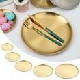 thumbnail image 2 of Stainless Steel Fruit Meat Gold Silver Tableware Shallow Tray Metal Dining Disc Round Plate Bone Spitting Dish gold 23CM, 2 of 6