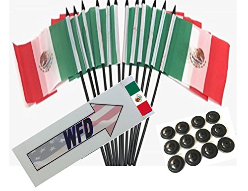MEXICAN DESK FLAG 21 x 14 cm MEXICO TABLE FLAG 5/'/' x 8/'/' Black plastic stick