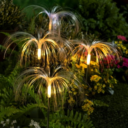 18"H Fiber Optic Garden Stake with RGB Lights, Set of 4