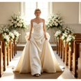 thumbnail image 2 of zanzanmeow Wedding Registry French satin heavy-duty pleated tube top fishtail light wedding dress bow slimming door veil elegant temperament banquet evening dress long skirt, 2 of 7