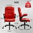 thumbnail image 3 of JONPONY Leather Office Chair, Big and Tall Office Chair 400LBS Wide Seat Ergonomic Computer Desk Chair High Back Executive Leather Chair Adjustable Task Chair Lumbar Back with 1-Year Warranty, Red, 3 of 14
