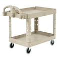 thumbnail image 3 of heavy-duty utility cart with lipped shelves, plastic, 2 shelves, 500 lb capacity, 17.13" x 38.5" x 38.88", beige, 3 of 6