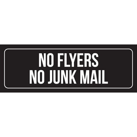 black background with white font no flyers no junk mail metal wall