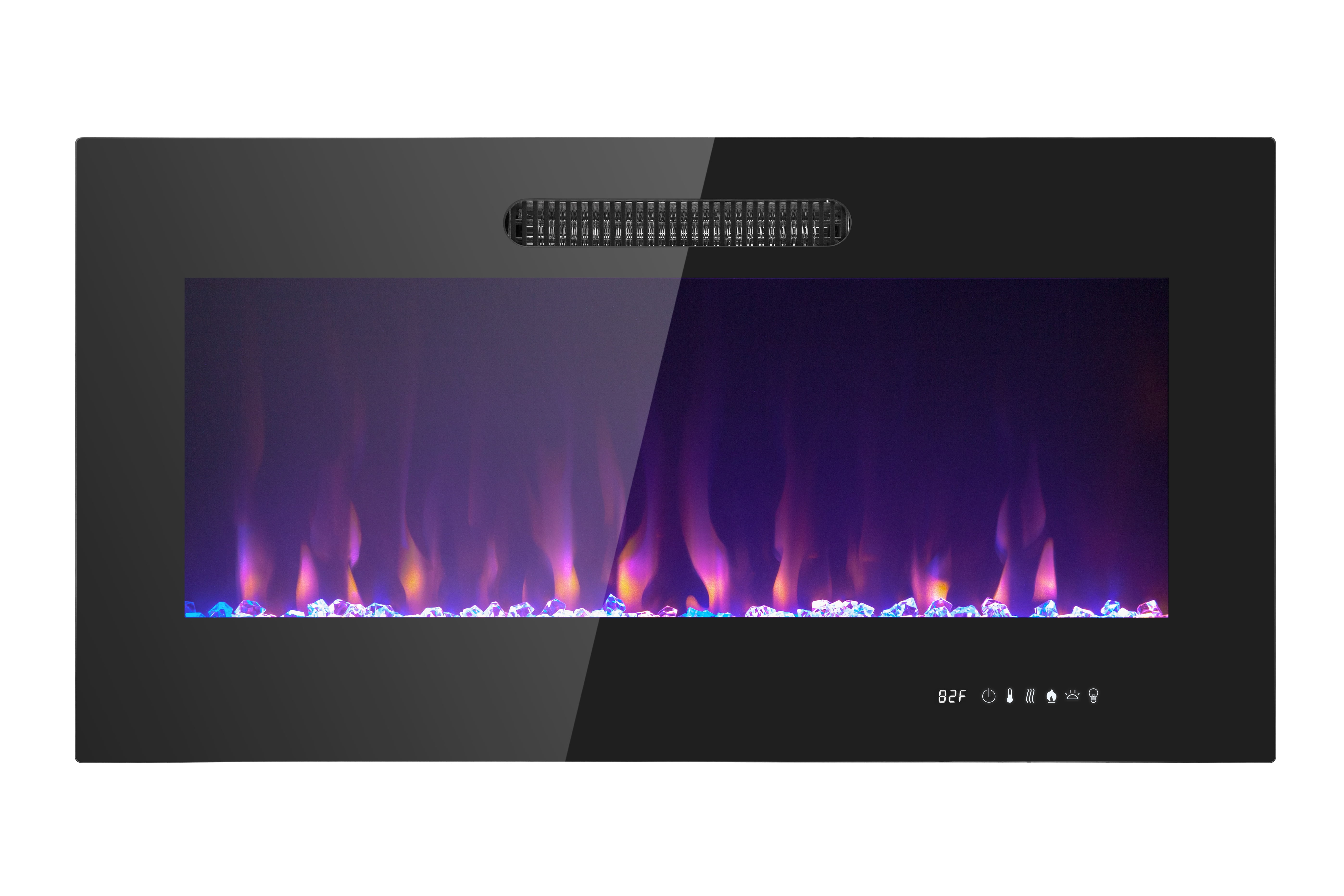 Prominence Home 36x19" Electric Remote Controlled LED Wall Mount Fireplace with Adjustable Heat and Brightness Settings