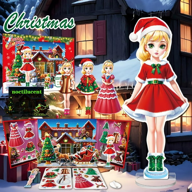 Muñecas magnéticas para vestir Kidcraft, ayudante de Papá Noel y princesa elfa