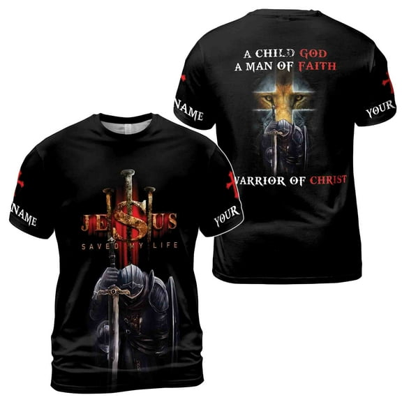 Jesus Saved My Life A Man Of Faith Lion Christ Grunge Men's T-Shirt S-5XL