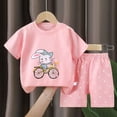 thumbnail image 2 of Ulanda Toddler Boy Summer Outfit Set 2026 2 Piece Short Sleeve T Shirt Top Shorts Sets Cartoon Printed Crewneck Comfortable Outfits (Pink, 3-9 Months), 2 of 3