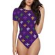 thumbnail image 1 of Fotbe Purple Mardi Gras Body de Mujer con Cuello Redondo y Mangas Cortas, Sin Mangas Ajustado, Suave, Cómodo y Básico-Medium, 1 of 7