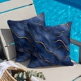thumbnail image 6 of Abstract Marble Texture Throw Pillow Cover Deep Blue Gold Wave Art Cotton Linen Cushion Cover Throw Pillow Case with Invisible Zipper for Couch Sofa Bed Chair Car 26x26 Inch, 6 of 14