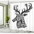 thumbnail image 4 of Ambesonne Antlers Shower Curtain, Deer Animal Tattoo, 69"Wx84"L, Black White, 4 of 4