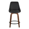 thumbnail image 5 of Carson Carrington  Alba 24" Fixed-Height Upholstered Counter Stool with Bent Wood Legs & Round Footrest (Set of 2) Black Faux Leather/Walnut, 5 of 5