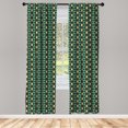 thumbnail image 3 of Ambesonne Retro Curtains, Silhouette-Like Motifs Art, Pair of 28"x63", Sea Green and Pastel Brown, 3 of 4
