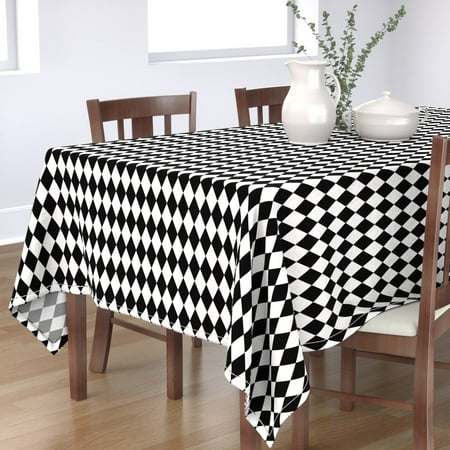 

Cotton Sateen Tablecloth 70 x 90 - Diamonds Monochrome Black White Geometric Modern Nursery Baby Geo Print Custom Table Linens by Spoonflower