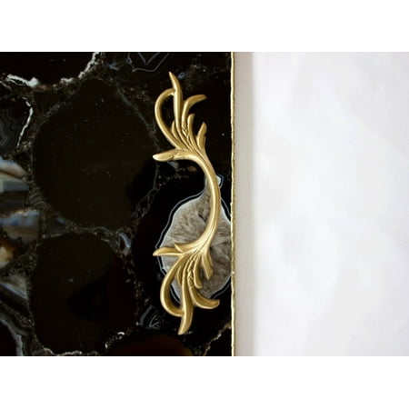 

Black Agate Serving Tray With Brass Handles | Square