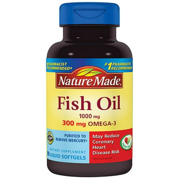 Nature Made Fish Oil, 1000 mg Liquid Softgels 90 ea (Pack of 3)