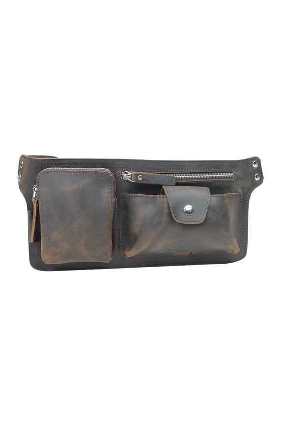 Full Grain Leather Slim Long Shape Waist Bag LW07.DB