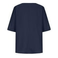 thumbnail image 4 of Timegard Womens Tops Plus Size Cotton Linen V Neck Button 1/2 Sleeve Loose Blouse Summer Casual Tops, 4 of 7
