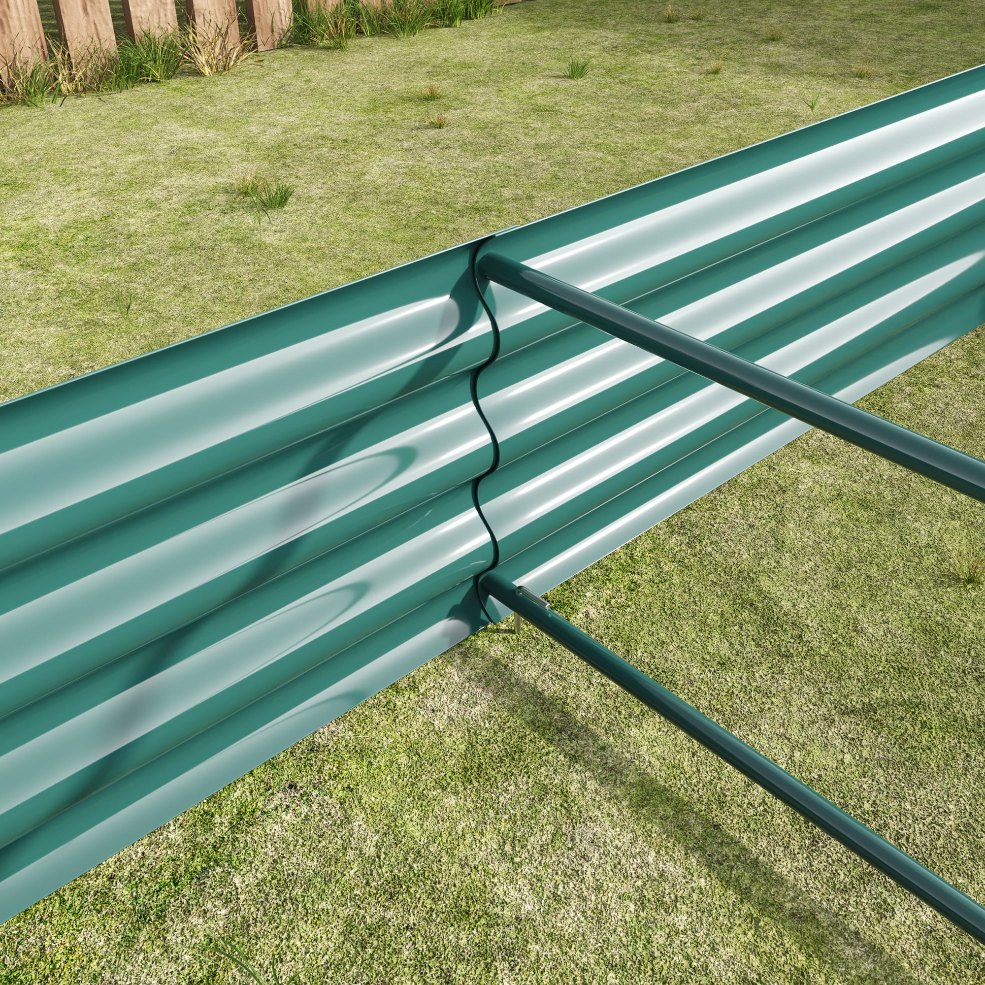Miniyam 7.6×3.7×0.98ft Metal Raised Garden Bed, Rectangle Raised Planter for Flowers Plants, Vegetables Herb, Green