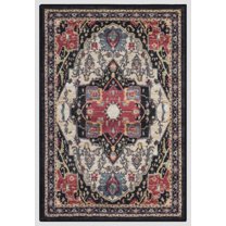 Oasis Medallion Black 3 ft. x 4 ft. Machine Washable Traditional Indoor Area Rug