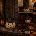 thumbnail image 4 of Gqtwoy Witch Hat Pumpkin Decor Set, Rustic Tabletop Decor, Vintage Halloween Centerpiece, Soft Fabric Pumpkin with Floral Hat, Tiered Tray and Shelf Decoration, 4 of 7