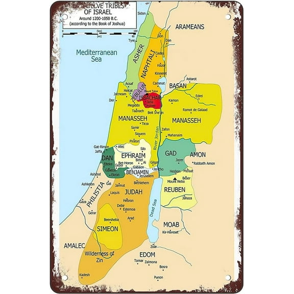 Map Of Twelve Tribes Of Israel Vintage Maps Poster Old Maps For Living Room Bedroom Office Wall Decoration 8×12inch