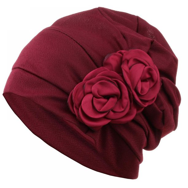 Gorros de quimioterapia TANGJMXG turbantes para pacientes con cáncer 55-65 cm color rojo vino