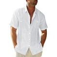thumbnail image 3 of Men's Casual Guayabera Cuban Shirt Outdoor Casual Short Sleeve Printed Clothing Sports Fashion Streetwear Designer, 3 of 4