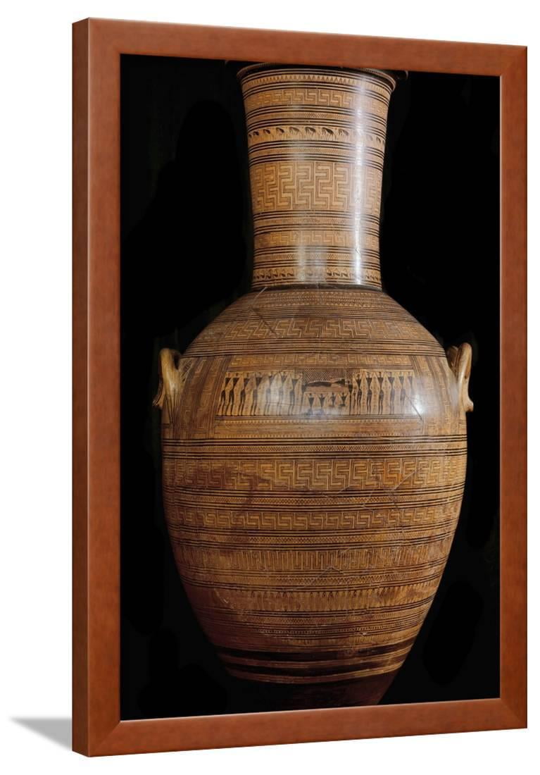 Greek Art Funerary Vase From The Dipylon Necropolis Framed Print