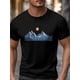 thumbnail image 3 of Camiseta de manga corta para hombre, estilo casual, con dibujos animados de sol y montaña, cuello redondo., 3 of 8