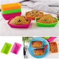 thumbnail image 2 of Casewin - 12 moldes rectangulares de silicona reutilizables para magdalenas y muffins, antiadherentes, para pan pequeño (color aleatorio), 2 of 7