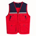 thumbnail image 2 of TOPTIE Reflective Working Vest with 4 Pockets Color Block Zipper Front High Visibility with Reflective Strips-Red-M, 2 of 6