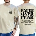 thumbnail image 3 of Unisex Christian Graphic T-Shirt, “Faith Over Fear” Double-Sided Jesus Tee, Inspirational Cotton Shirt for Believers, Sizes S–5XL, 3 of 7