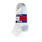 $averPak - American Made Cotton Blend Mens Athletic Ankle Socks White with Grey Heel and Toe 9-11