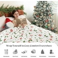 thumbnail image 5 of Christmas Fleece Print Throw Blanket, Super Soft Plush Cozy Fuzzy Red Floral and Green Leaves Printed Throw Blankets for Couch Sofa Bed, and Home, Microfiber Flannel, All Seasons 50x60 Inches, 5 of 7