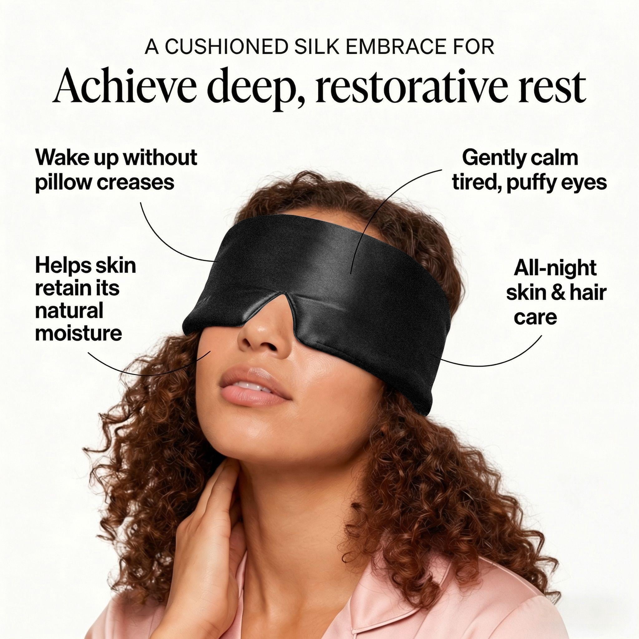 FACEMOON 100% Mulberry Silk Sleep Mask, Light-Blocking Eyepatch, Soft, Padded