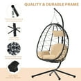 thumbnail image 5 of Patio Lounger Egg Chair, Outdoor Hanging Chaise Swing Egg-Shaped Chair w/Hanging Kits, Durable All-Weather UV Wicker Patio Rattan Lounge Chair for Bedroom, Patio, Deck, Yard, Garden, 350lbs, S463, 5 of 9