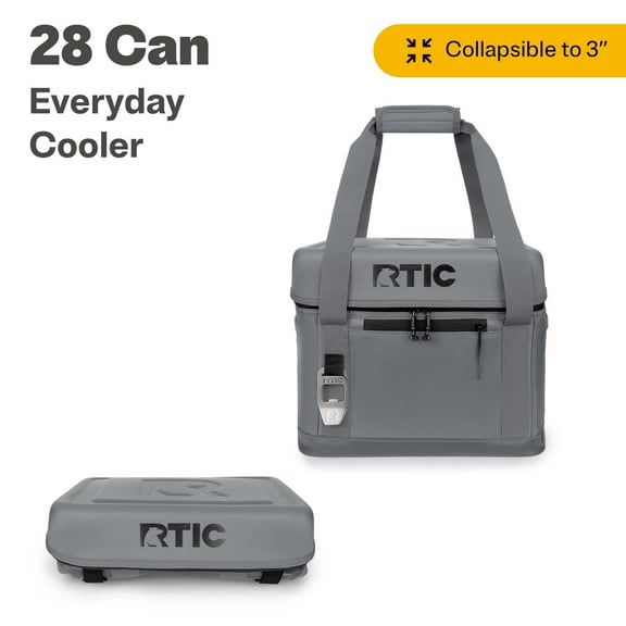 RTIC 28 Can Everyday Cooler, Insulated Soft Cooler with Collapsible Design, Smoke