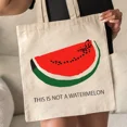 thumbnail image 5 of Bolso de mano con patrón de sandía para mujer, contra la guerra de lona bandolera, bolso de compras reutilizable, el mejor regalo para la Paz, 5 of 5