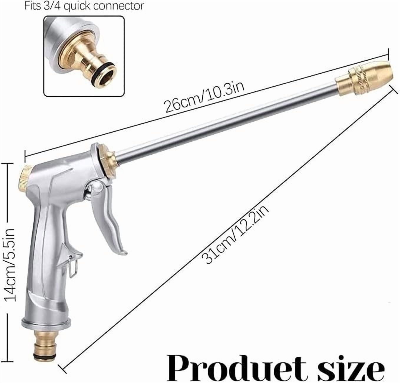 SCNOR Metal High Pressure Garden Hose Nozzle with 4 Adjustable Spray Patterns, Brass Nozzle & Quick Connector for Car Washing, Outdoor Cleaning, Watering Plants