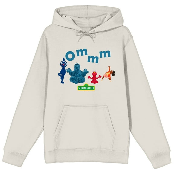 Sesame Street Characters Meditating Long Sleeve Sand Adult Hooded Sweatshirt