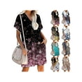 thumbnail image 3 of DYMADE Women's Summer Short Sleeve V Neck Floral Pocket T-Shirt Dress, 3 of 4