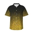 thumbnail image 1 of Balery Gold Glitter Gradient Camisas hawaianas de manga corta para hombre, camisas playeras de corte holgado, camisas de vacaciones con botones,3X-Large, 1 of 7