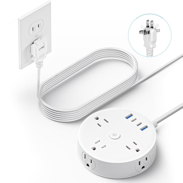 Power Strip Yozisital de 2 a 3 clavijas, 6 enchufes, 4 USB de 15 pies