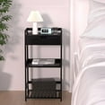 thumbnail image 4 of Fithood Bathroom Shelves, 3 Tier Ladder Shelf with Drawers, Bamboo Nightstand Open Shelving, Bookshelf Bookcase End Table Plant Stand for Living Room, Bedroom, Bathroom, Kitchen(Black), 4 of 5