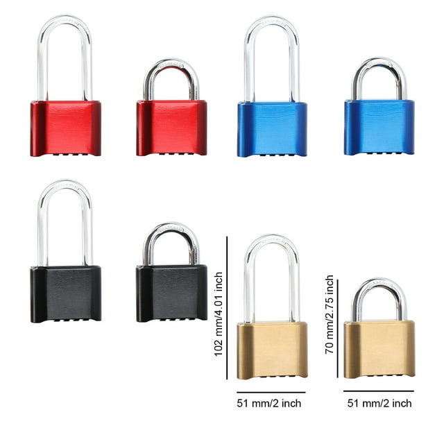 Ruiboury Coded Lock Replacement Anti-lost Waterproof Anti-rust 4 Digit Password Portable Cabinet Gate Padlock Locking Tool Long Blue